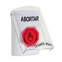SS2327AB-ES STI White Indoor Flush/Surface Weather Resistant Momentary Stopper Station w/ ABORT Spanish