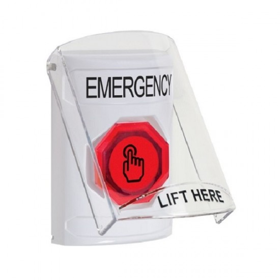 SS2327EM-EN STI White Indoor Flush/Surface Weather Resistant Momentary Stopper Station w/ EMERGENCY Label SS2327EM-EN STI White Indoor Flush/Surface Weather Resistant Momentary Stopper Station w/ EMERGENCY Label