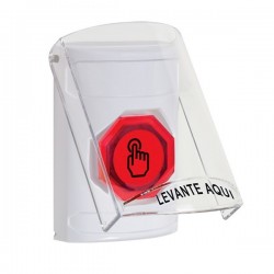 SS2327NT-ES STI White Indoor Flush/Surface Weather Resistant Momentary Stopper Station w/ No Text Spanish