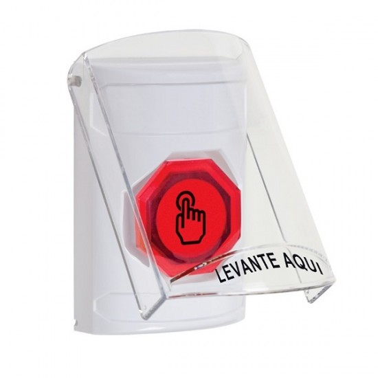 SS2327NT-ES STI White Indoor Flush/Surface Weather Resistant Momentary Stopper Station w/ No Text Spanish