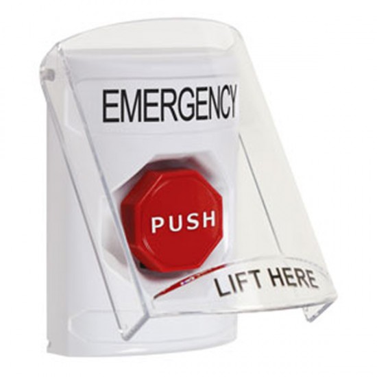 SS2328EM-EN STI White Indoor Only Flush or Surface Pneumatic (Illuminated) Stopper Station with EMERGENCY Label English SS2328EM-EN STI White Indoor Only Flush or Surface Pneumatic (Illuminated) Stopper Station with EMERGENCY Label English
