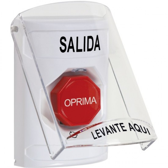SS2329XT-ES STI White Indoor Only Flush or Surface Turn-to-Reset (Illuminated) Stopper Station with EXIT Label Spanish