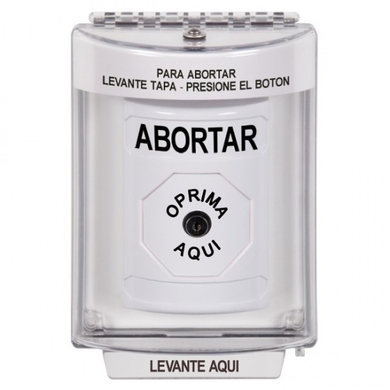 SS2330AB-ES STI White Indoor/Outdoor Flush Key-to-Reset Stopper Station with ABORT Label Spanish