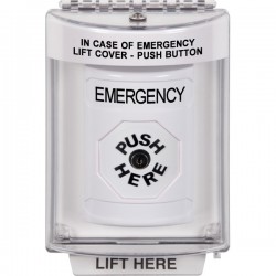 SS2330EM-EN STI White Indoor/Outdoor Flush Key-to-Reset Stopper Station with EMERGENCY Label English