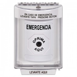 SS2330EM-ES STI White Indoor/Outdoor Flush Key-to-Reset Stopper Station with EMERGENCY Label Spanish