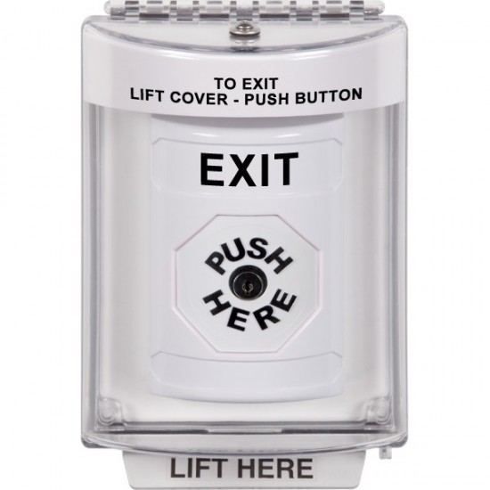 SS2330XT-EN STI White Indoor/Outdoor Flush Key-to-Reset Stopper Station with EXIT Label English