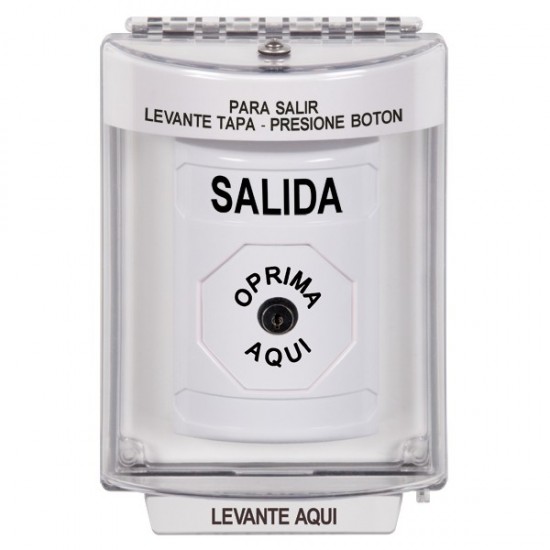 SS2330XT-ES STI White Indoor/Outdoor Flush Key-to-Reset Stopper Station with EXIT Label Spanish