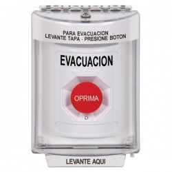 SS2331EV-ES STI White Indoor/Outdoor Flush Turn-to-Reset Stopper Station with EVACUATION Label Spanish