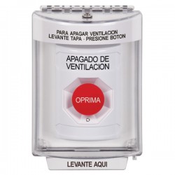 SS2331HV-ES STI White Indoor/Outdoor Flush Turn-to-Reset Stopper Station with HVAC SHUT DOWN Label Spanish