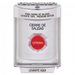 SS2331LD-ES STI White Indoor/Outdoor Flush Turn-to-Reset Stopper Station with LOCKDOWN Label Spanish