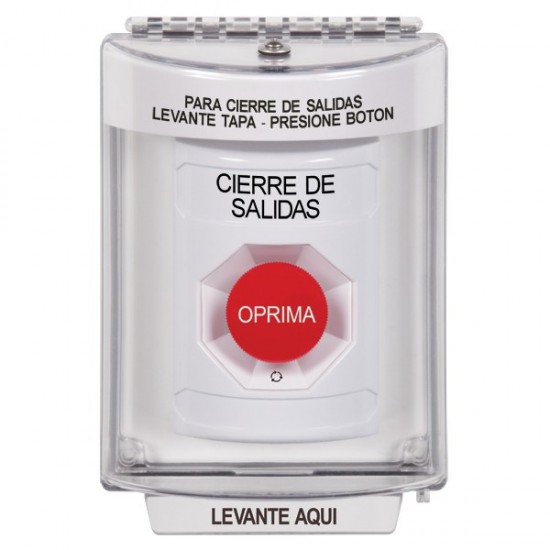 SS2331LD-ES STI White Indoor/Outdoor Flush Turn-to-Reset Stopper Station with LOCKDOWN Label Spanish
