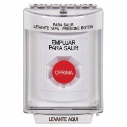 SS2331PX-ES STI White Indoor/Outdoor Flush Turn-to-Reset Stopper Station with PUSH TO EXIT Label Spanish