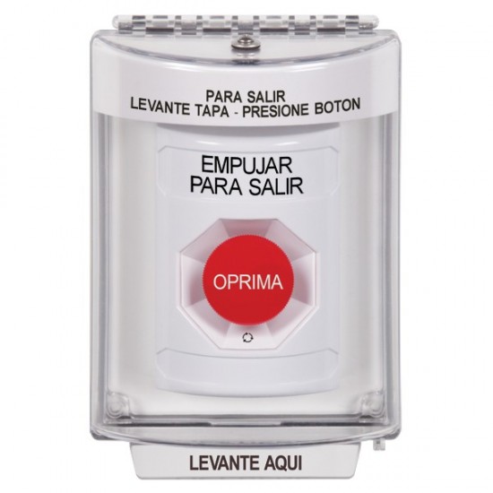 SS2331PX-ES STI White Indoor/Outdoor Flush Turn-to-Reset Stopper Station with PUSH TO EXIT Label Spanish