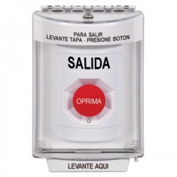 SS2331XT-ES STI White Indoor/Outdoor Flush Turn-to-Reset Stopper Station with EXIT Label Spanish
