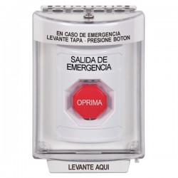 SS2332EX-ES STI White Indoor/Outdoor Flush Key-to-Reset (Illuminated) Stopper Station with EMERGENCY EXIT Label Spanish