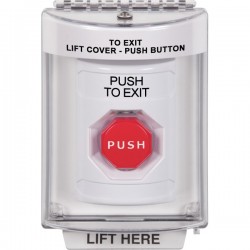 SS2332PX-EN STI White Indoor/Outdoor Flush Key-to-Reset (Illuminated) Stopper Station with PUSH TO EXIT Label English