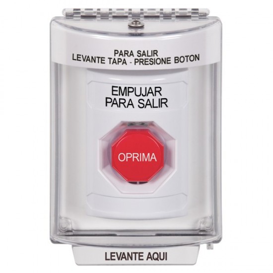 SS2332PX-ES STI White Indoor/Outdoor Flush Key-to-Reset (Illuminated) Stopper Station with PUSH TO EXIT Label Spanish