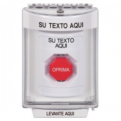 SS2332ZA-ES STI White Indoor/Outdoor Flush Key-to-Reset Stopper Station w/ Custom Text Spanish