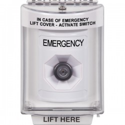 SS2333EM-EN STI White Indoor/Outdoor Flush Key-to-Activate Stopper Station with EMERGENCY Label English