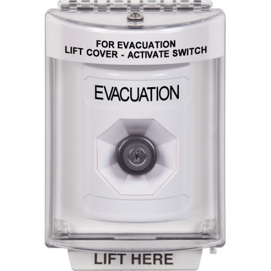 SS2333EV-EN STI White Indoor/Outdoor Flush Key-to-Activate Stopper Station with EVACUATION Label English