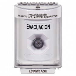 SS2333EV-ES STI White Indoor/Outdoor Flush Key-to-Activate Stopper Station with EVACUATION Label Spanish