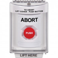 SS2334AB-EN STI White Indoor/Outdoor Flush Momentary Stopper Station with ABORT Label English