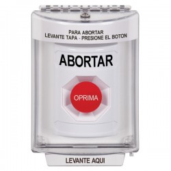 SS2334AB-ES STI White Indoor/Outdoor Flush Momentary Stopper Station with ABORT Label Spanish