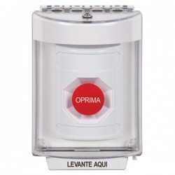 SS2334NT-ES STI White Indoor/Outdoor Flush Momentary Stopper Station with No Text Label Spanish