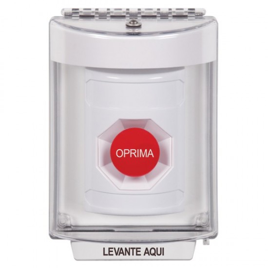 SS2334NT-ES STI White Indoor/Outdoor Flush Momentary Stopper Station with No Text Label Spanish