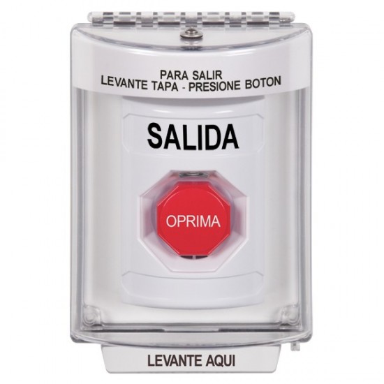 SS2335XT-ES STI White Indoor/Outdoor Flush Momentary (Illuminated) Stopper Station with EXIT Label Spanish