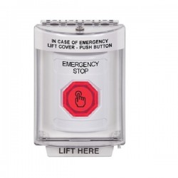 SS2336ES-EN STI White Indoor/Outdoor Flush Momentary (Illuminated) Stopper Station w/ EMERGENCY STOP Label