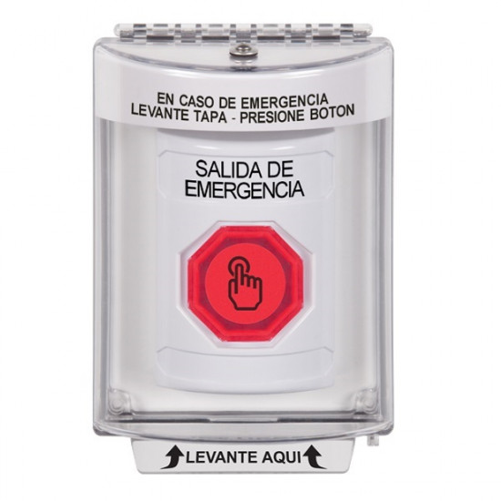 SS2336EX-ES STI White Indoor/Outdoor Flush Momentary (Illuminated) Stopper Station w/ EMERGENCY EXIT Spanish