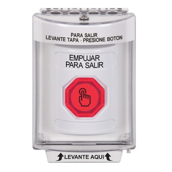 SS2336PX-ES STI White Indoor/Outdoor Flush Momentary (Illuminated) Stopper Station w/ PUSH TO EXIT Spanish