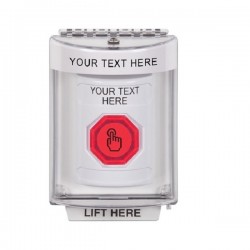 SS2336ZA-EN STI White Indoor/Outdoor Flush Momentary (Illuminated) Stopper Station w/ Custom Text Label
