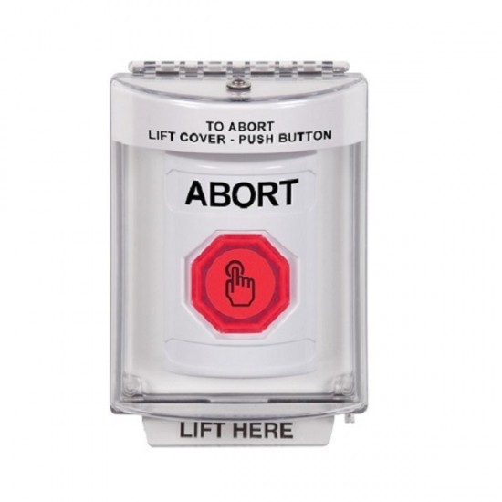 SS2337AB-EN STI White Indoor/Outdoor Flush Weather Resistant Momentary Stopper Station w/ ABORT Label