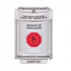 SS2337HV-ES STI White Indoor/Outdoor Flush Weather Resistant Momentary Stopper Station w/ HVAC SHUT DOWN Spanish