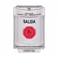 SS2337XT-ES STI White Indoor/Outdoor Flush Weather Resistant Momentary Stopper Station w/ EXIT Spanish