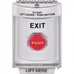 SS2338XT-EN STI White Indoor/Outdoor Flush Pneumatic (Illuminated) Stopper Station with EXIT Label English