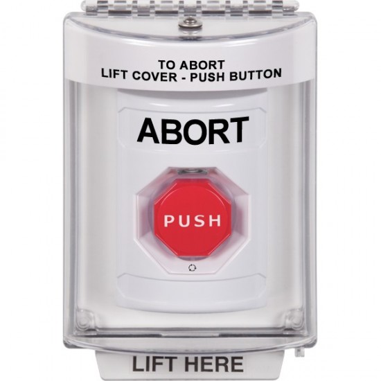 SS2339AB-EN STI White Indoor/Outdoor Flush Turn-to-Reset (Illuminated) Stopper Station with ABORT Label English