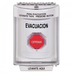 SS2339EV-ES STI White Indoor/Outdoor Flush Turn-to-Reset (Illuminated) Stopper Station with EVACUATION Label Spanish