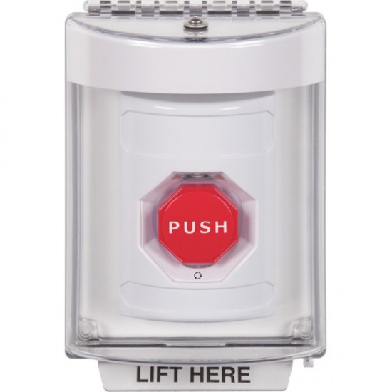 SS2339NT-EN STI White Indoor/Outdoor Flush Turn-to-Reset (Illuminated) Stopper Station with No Text Label English