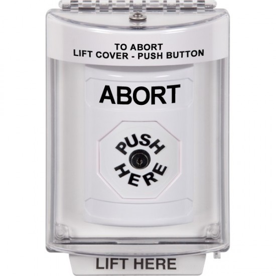 SS2340AB-EN STI White Indoor/Outdoor Flush w/ Horn Key-to-Reset Stopper Station with ABORT Label English