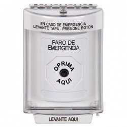 SS2340ES-ES STI White Indoor/Outdoor Flush w/ Horn Key-to-Reset Stopper Station with EMERGENCY STOP Label Spanish