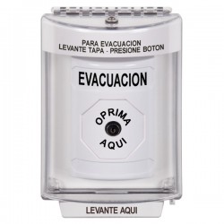 SS2340EV-ES STI White Indoor/Outdoor Flush w/ Horn Key-to-Reset Stopper Station with EVACUATION Label Spanish