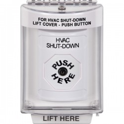 SS2340HV-EN STI White Indoor/Outdoor Flush w/ Horn Key-to-Reset Stopper Station with HVAC SHUT DOWN Label English