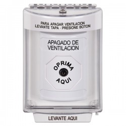 SS2340HV-ES STI White Indoor/Outdoor Flush w/ Horn Key-to-Reset Stopper Station with HVAC SHUT DOWN Label Spanish