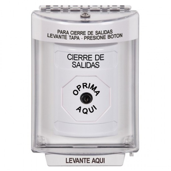 SS2340LD-ES STI White Indoor/Outdoor Flush w/ Horn Key-to-Reset Stopper Station with LOCKDOWN Label Spanish