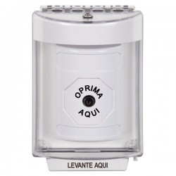 SS2340NT-ES STI White Indoor/Outdoor Flush w/ Horn Key-to-Reset Stopper Station with No Text Label Spanish