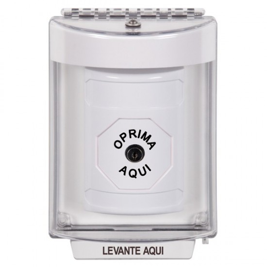 SS2340NT-ES STI White Indoor/Outdoor Flush w/ Horn Key-to-Reset Stopper Station with No Text Label Spanish