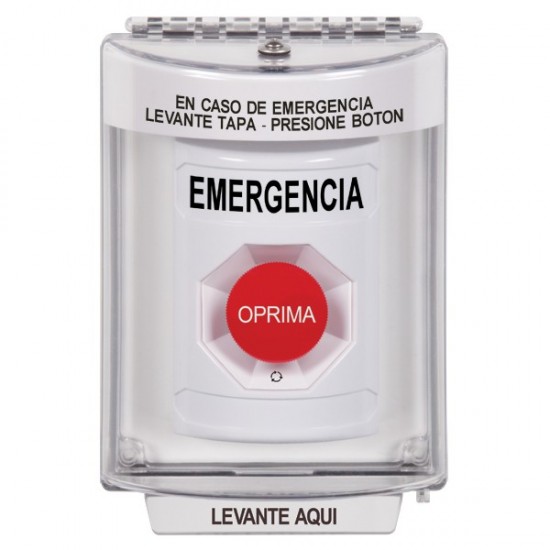 SS2341EM-ES STI White Indoor/Outdoor Flush w/ Horn Turn-to-Reset Stopper Station with EMERGENCY Label Spanish